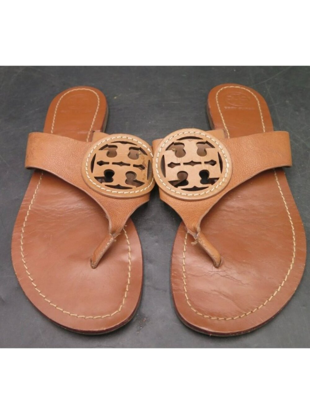 Tory Burch Womens Brown Leather Miller Sandals Size 8.5M